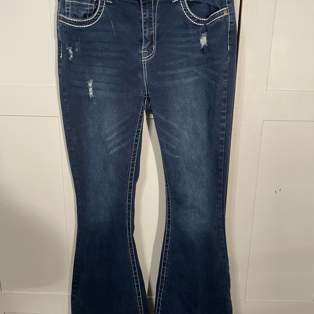 BAMBOO Dark Blue Flare Women's Jeans